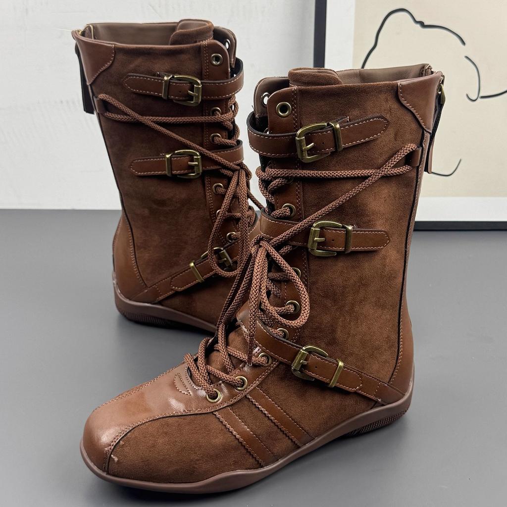 Niche Design Boxing Boots Women's Inner Heightening Suede Maillard Short Martin Boots Sports Retro Western Boots