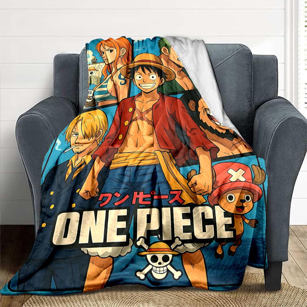 1pc ONE PIECE Flannel Throw Blanket HD Printed Lightweight Soft Warm All Season Blanket for Sofa, Bed, Travel, Camping Machine Washable
