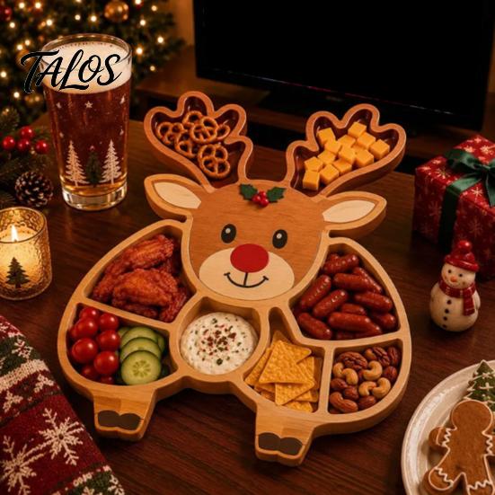 Party Supplies for Home Office Christmas Snack Serving Tray, Divided Holiday Appetizer Platter, Cute Snowman/Tree/Penguin/Cow Shaped Seasonal