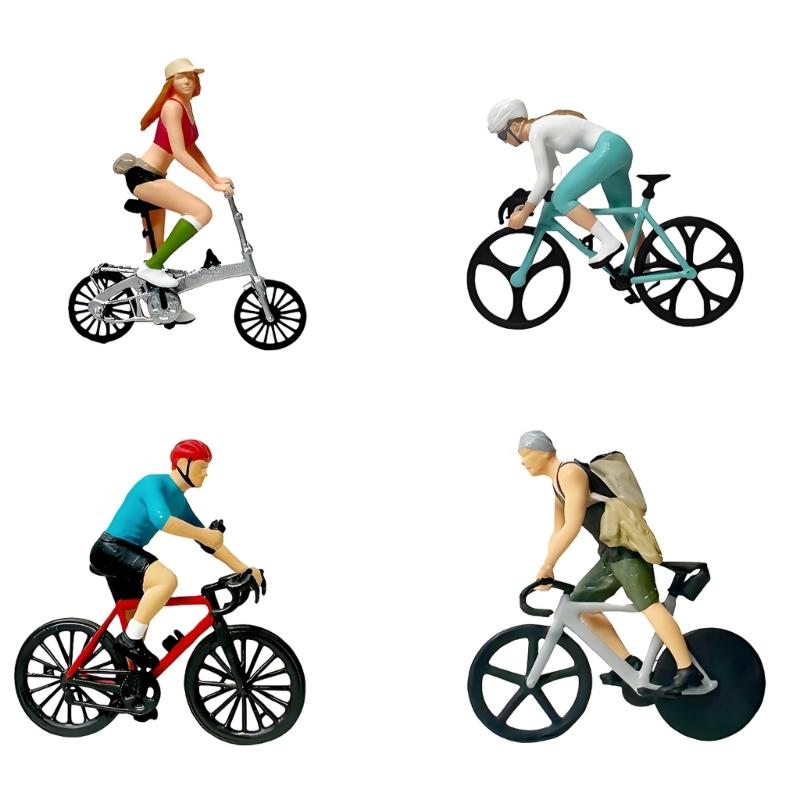 1:64 Cycling Statue Miniature Craft Cycling Scene Miniatures Resin Texture Suitable for Desktop Decorating and Present