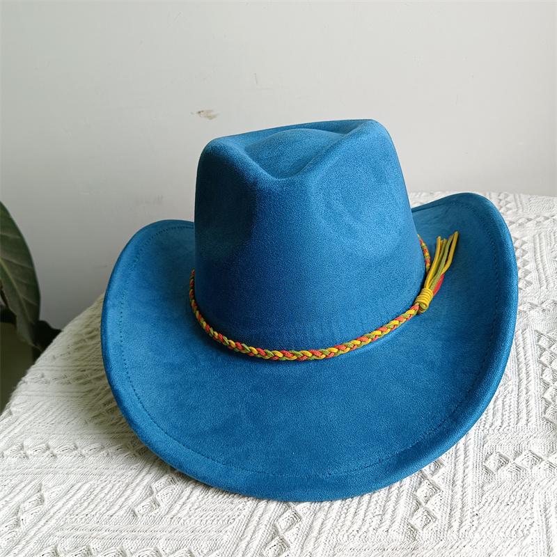 Cowboy Hat Suede Solid Color Men and Women Wide Brim Jazz Hat Outdoor Sun Hat Suitable for All Kinds of Parties Knigh