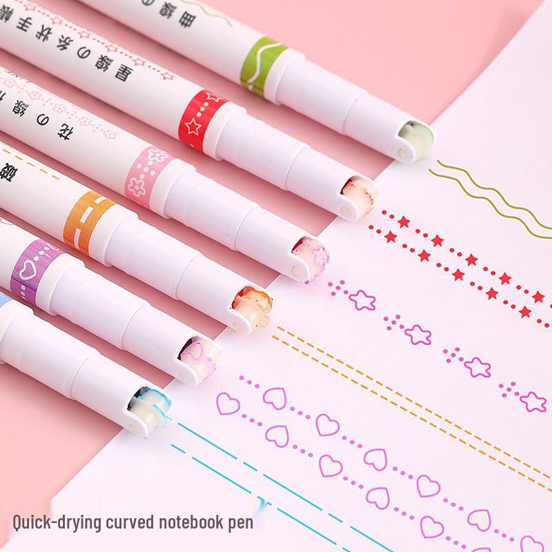 

Быстросохнущая текстовыделитель с цветочным волнистым наконечником для ведения дневника и рисования Model B [3 pens/box]