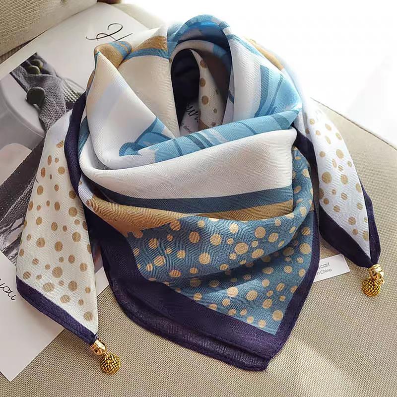 106x65cm Necklace Gift Silk Scarf Elegant Painted Pattern Versatile Neck Scarf Luxury Magnetic Closure French Style Multi-Color