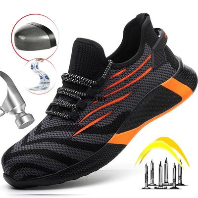 Chaussures de Mode à Embout Acier pour Hommes Femmes Bottes de Sécurité de Travail Anti-perforation Anti-écrasement Basket de Travail Homme Chaussures de Sécurité Respirantes Légères Grande Taille 48