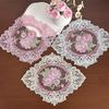 Ins Lace Table Cloth Decoration Tablecloth Embroidery Cup Pad Coaster Aesthetic Lace Cloth Tabletop Decoration Home Decor