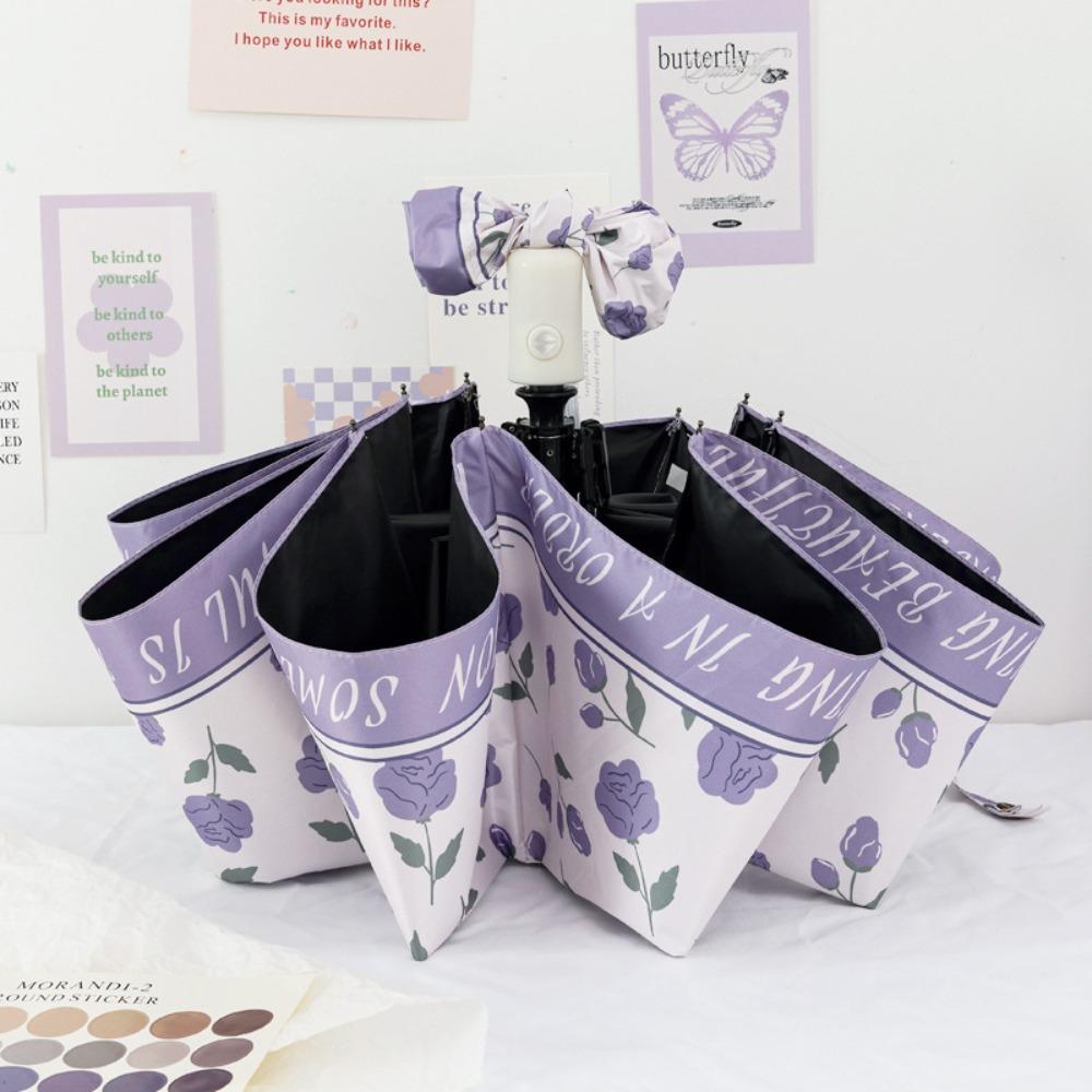Fresh Flowers Sun Umbrella UV Protection Floral Umbrella Ultraviolet Automatic Umbrella  Rain Gear