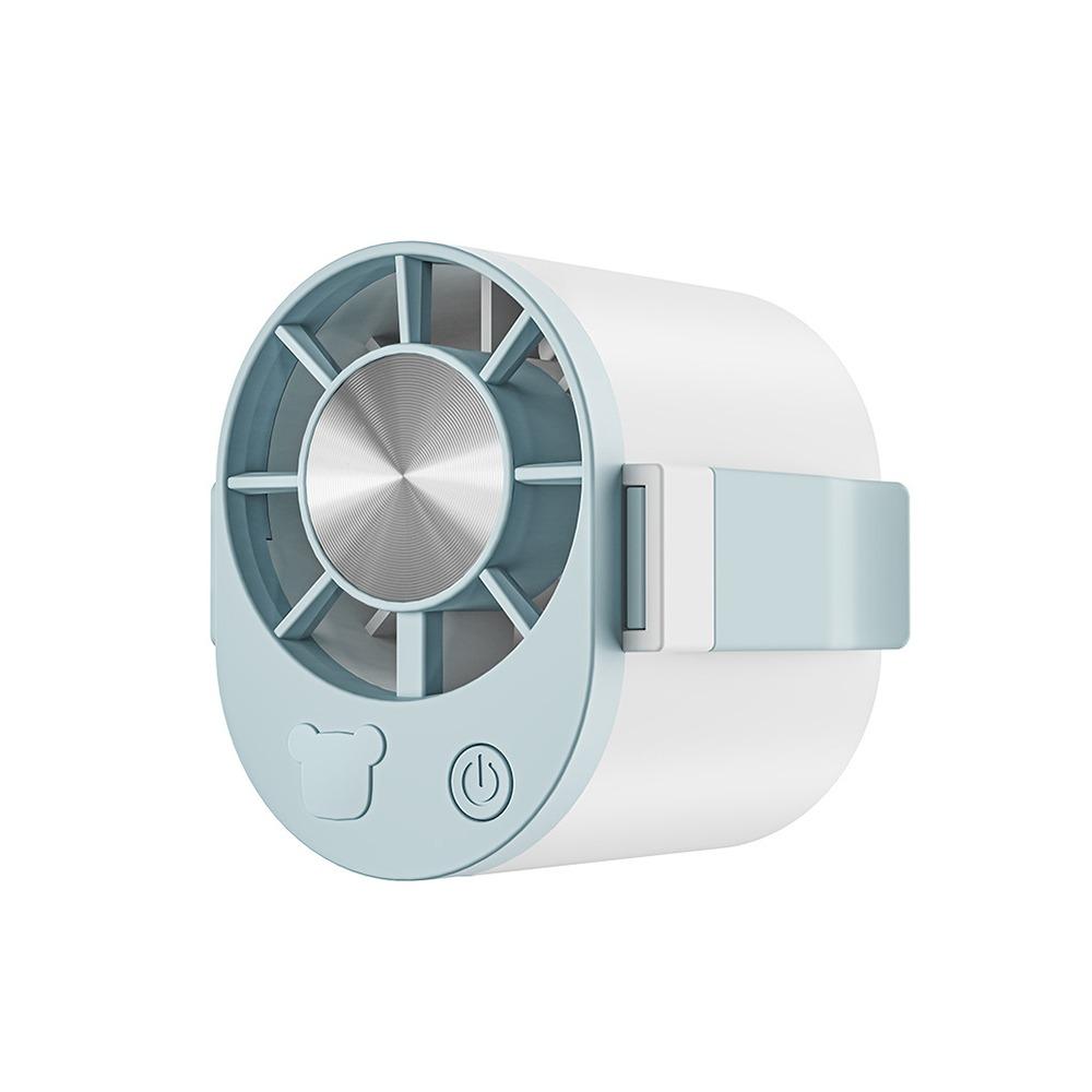 3 Speeds Adjustable Portable Handheld Fan Quiet Operation USB Rechargeable Umbrella Hanging Waist Fan Clip-on Handheld
