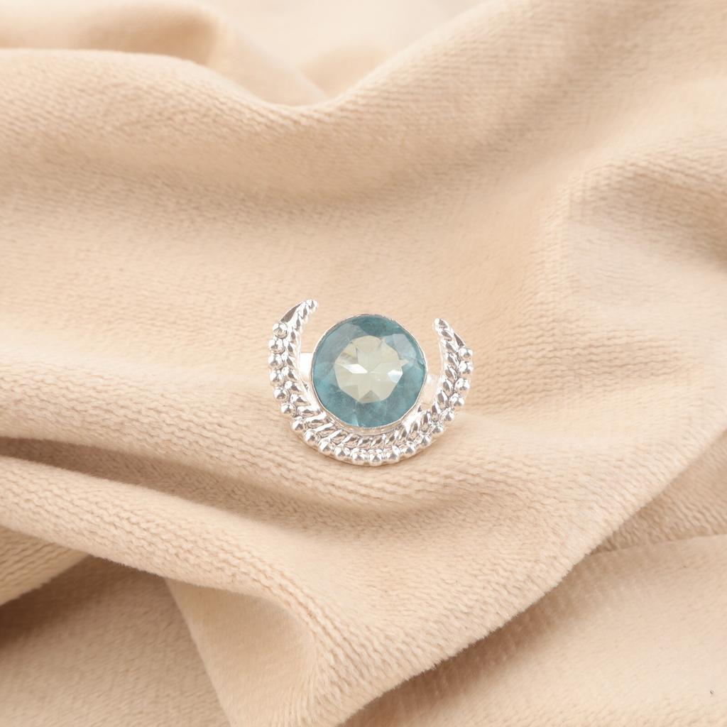 Sky Blue Topaz Gemstone 925 Sterling Silver Ring Handmade Jewelry Gift For Women RR-48-2
