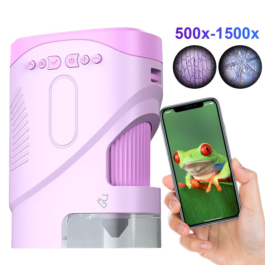 

1000X Children Microscope 2.0 Inch LCD Screen Educational Mini Handheld Microscope 1080P Support Photo Video Outdoor Experiment рожевий