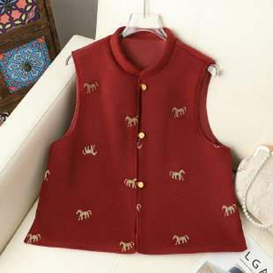 

Women s Plus Size Retro Chinese Sleeveless Vest with Stand Collar and Frog Buttons 4XL красный