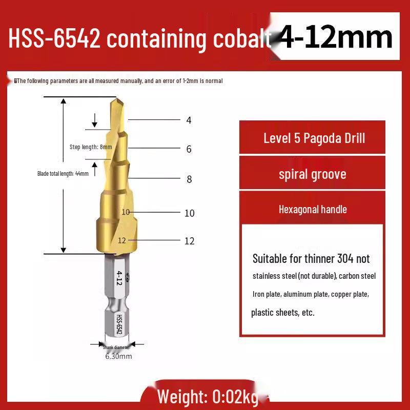 Tiangong Pagoda High-Hardness Universal Step Drill Bit Set for Stainless Steel