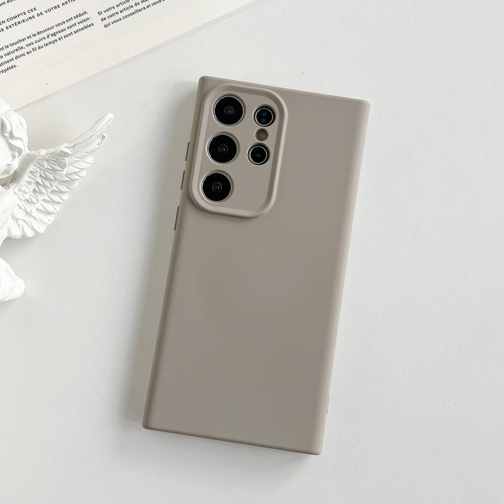 Applicable to Samsung S25Ultra liquid silicone S24 soft case flocking solid color mobile phone case simple s23 protective case