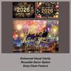 2026 Happy New Year 82x59 Inch Backdrop Party Supplies New Years Eve Decorations Holiday Banner For Indoor Outdoor Living Room