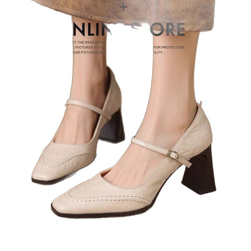 Lambskin shoes~ French single shoes, femininity is not tired, high heels, thick heels, work shoes, beautiful Mary Jane shoes