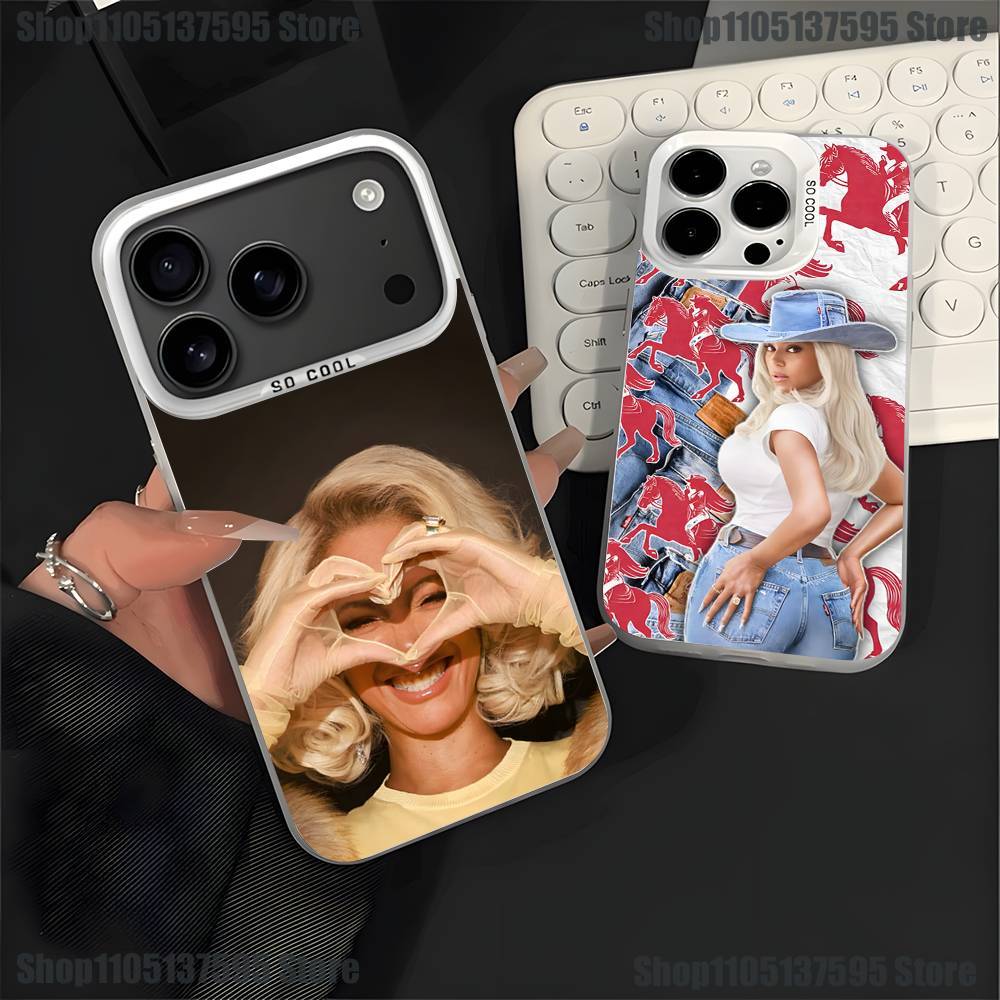 Singer B-Beyonce Phone Case For iPhone 17,16,15,14,13,12,11,Pro,XS,Max,Plus,Mini,SE4,E White Matte Shockproof Cover