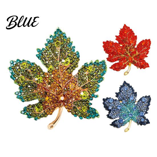 Festive Leaf Pin 1/3Pcs Maple Brooch Colored Rhinestone Enamel Thanksgiving