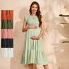 Dress for Pregnant Women Maternity Dress Fly-sleeved Pleated Layered Short-sleeved Clothes Chiffon Pregnant Dresses Clothing