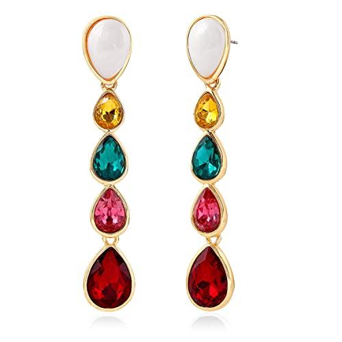 Estele Gold Plated Astonishing Drop Earrings Multicolour Crystals for Women