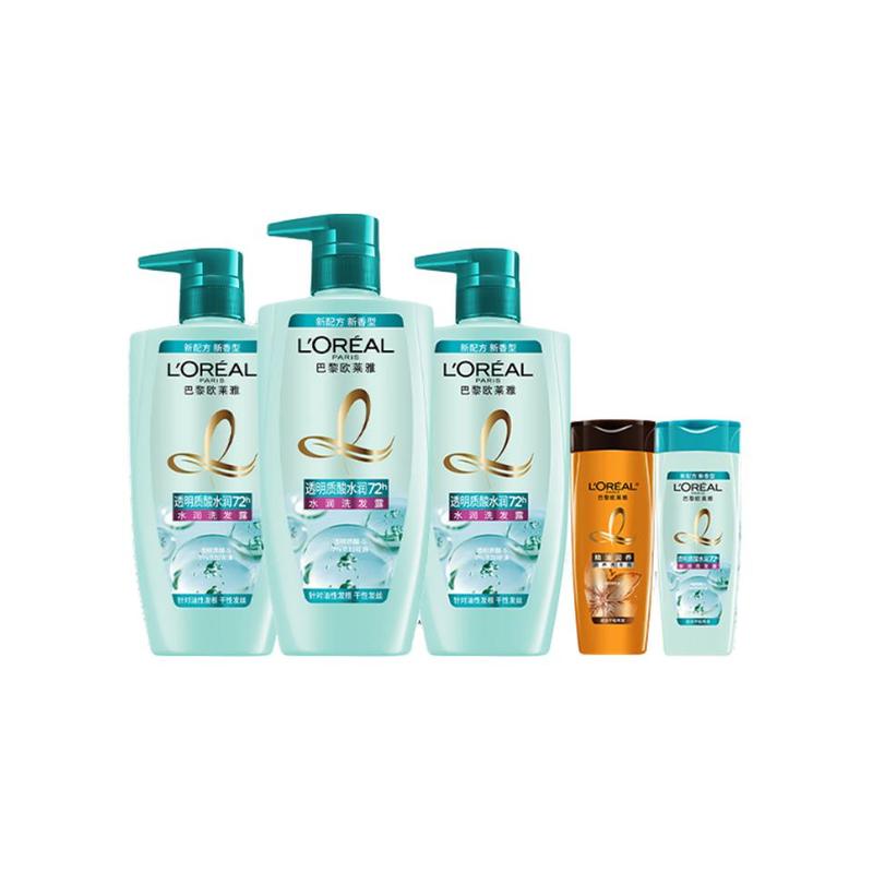 Loreal Paris Deep Moisturizing LOreal Hyaluronic Acid Cleansing and Care Set - Hyaluronic Acid Shampoo 500ml3 Random Series Shampoo/Conditioner 100ml2