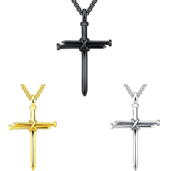 Man Women Titanium Steel Cross Pendant Long Chain Necklace Jewelry Gift