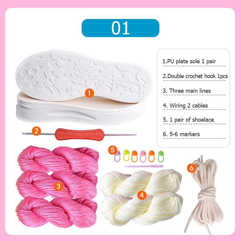 DIY Shoes Crocheted Material Hand-woven Summer Hook Soles Anti-kick Rubber Soles+Hollow Line Knitted Slippers Short Boots
