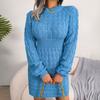 Autumn Winter Women's Solid Color Sweater Dress Casual Slim-fitting Sexy Bodycon Dress Crew Neck Knitted Dress
