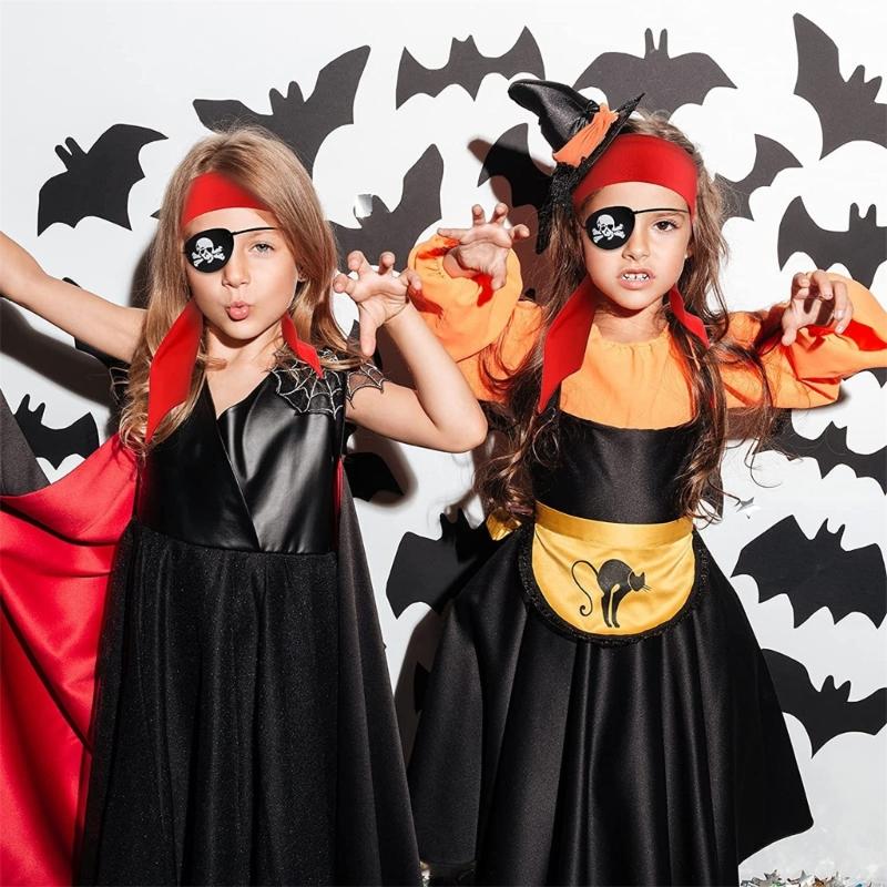 Uroczy Piracki Nakrycie Głowy Pirackie Nakrycie Głowy Opaska do Włosów Czaszka Opaska na Oko Kapelusz Zestaw Kapelusz Kapitana z Kreskówki Kapelusz Trójrożny Akcesoria