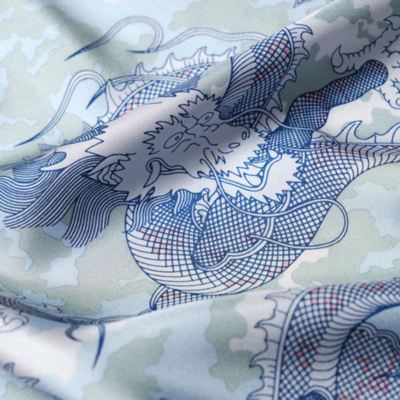 MAYA SAPANA Dragons In the Cloud Silk Square Scarf (French Blue)