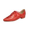 Apricot Women Oxford Pumps Lace Up Low Block Heels Lady Casual Shoes Big Plus Size 45