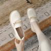 Thick Heel Real Small Leather Shoes Pearl Mary Jane Women'S Shoes Round Head Soft Girl With Skirt One Pedal Lazy Shoes