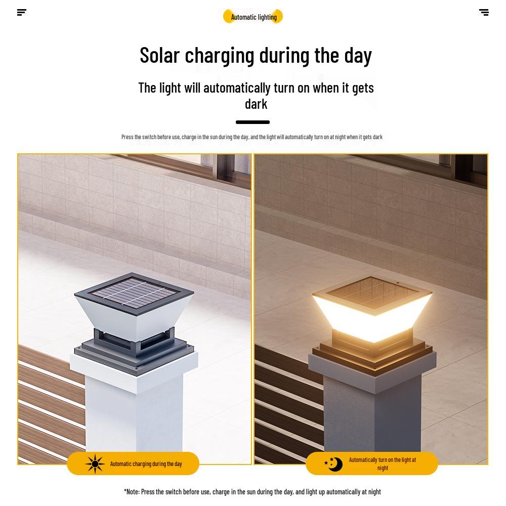 Luzes Solares Modernas para Poste de Jardim - Lâmpadas de Pilar Externas à Prova de Chuva para Vila, Cerca, Pátio ou Entradas de Portão