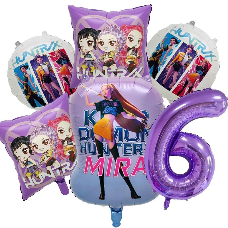 Kpop Demon Hunters Girl Birthday Balloons Decoration RUMI ZOEY MIRA Number Round Balloons Set Party Supplies Baby Shower Gift