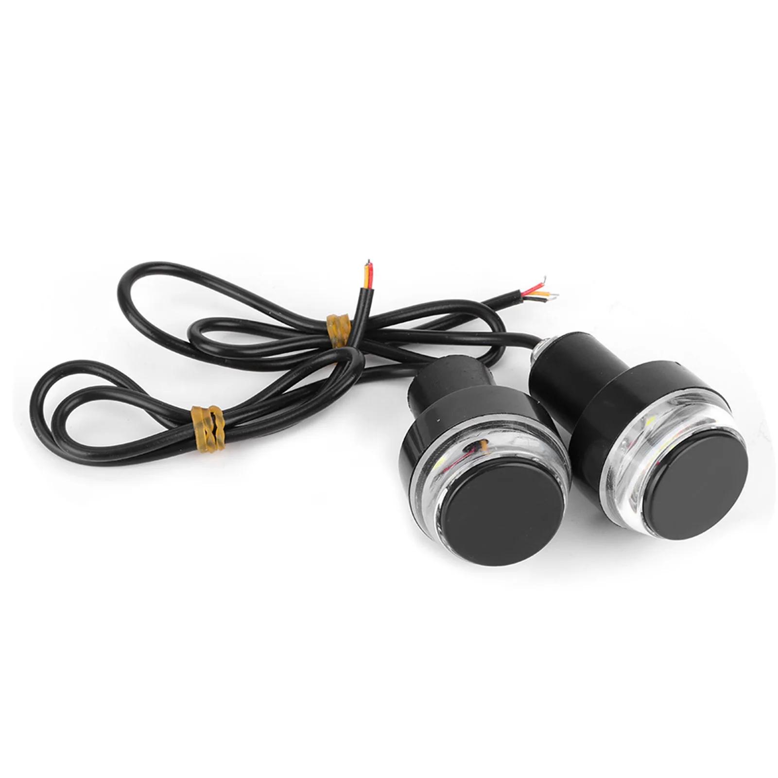 

2Pcs LED Motorcycle Handlebar Light Grip Turn Signal Bar End Plug Lamp чёрный