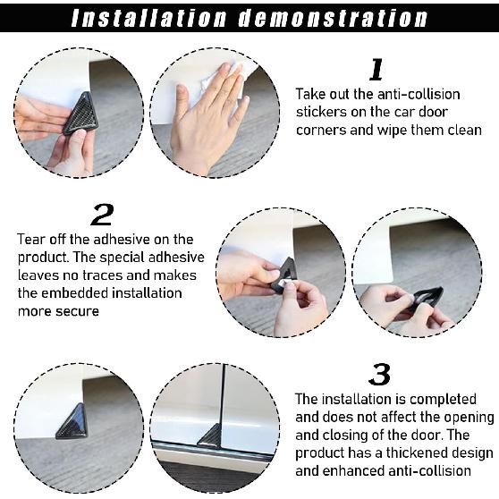 2PCS Car Side Door Edge Guards, Carbon Fiber Anti-Collision Vehicle Door Corner Protector, Self-Adhesive Auto Front Door Corner Scratch Sticker Film,