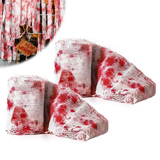 Halloween Blodduk Skummel Blodgassduk Bandasje Skumstoff Blodstripe Draperi Døråpningsgardin Trappetilbehør for Spøkelseshus