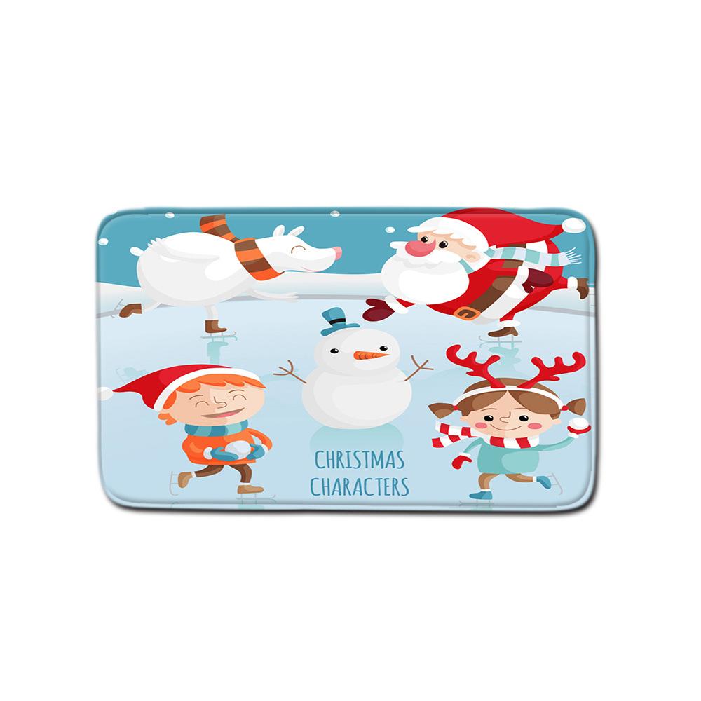 Christmas Shower Curtain Polyester Cloth Toilet Seat Four-Piece Set Entrance Door Mat Bedroom Living Room Floor Mat Carpet