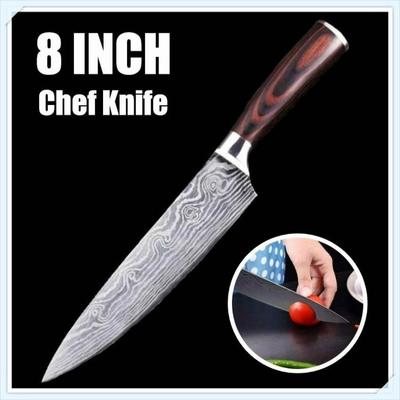 Sharp Slicer Fruit Knife Kitchen Knife 8-inch Chef's Knife Japanese Chef's Knife Damascus Steel Carving Knife for Household Use