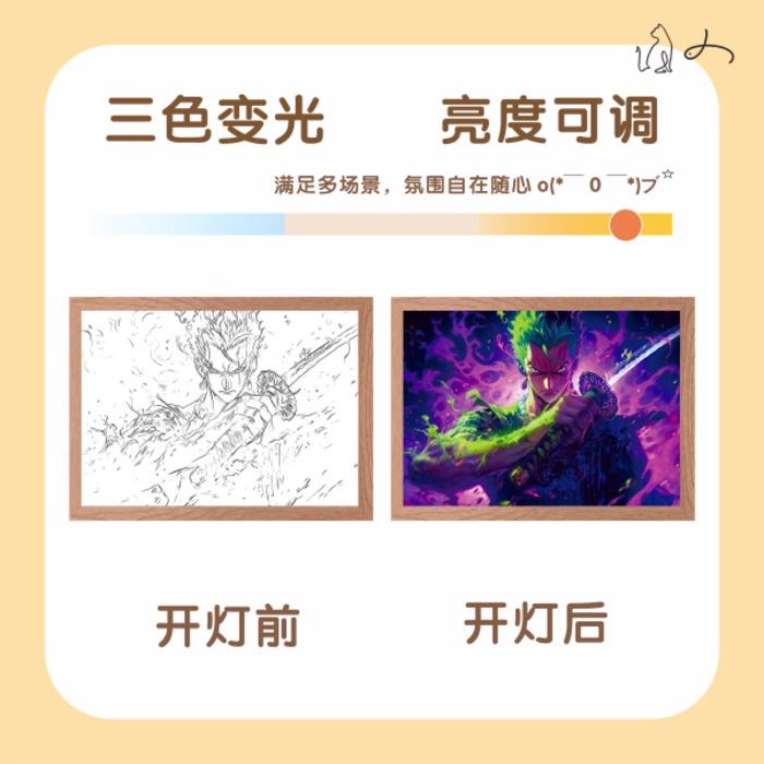 One Piece Light Painting Luffy Zoro Figure USB Night Lamp