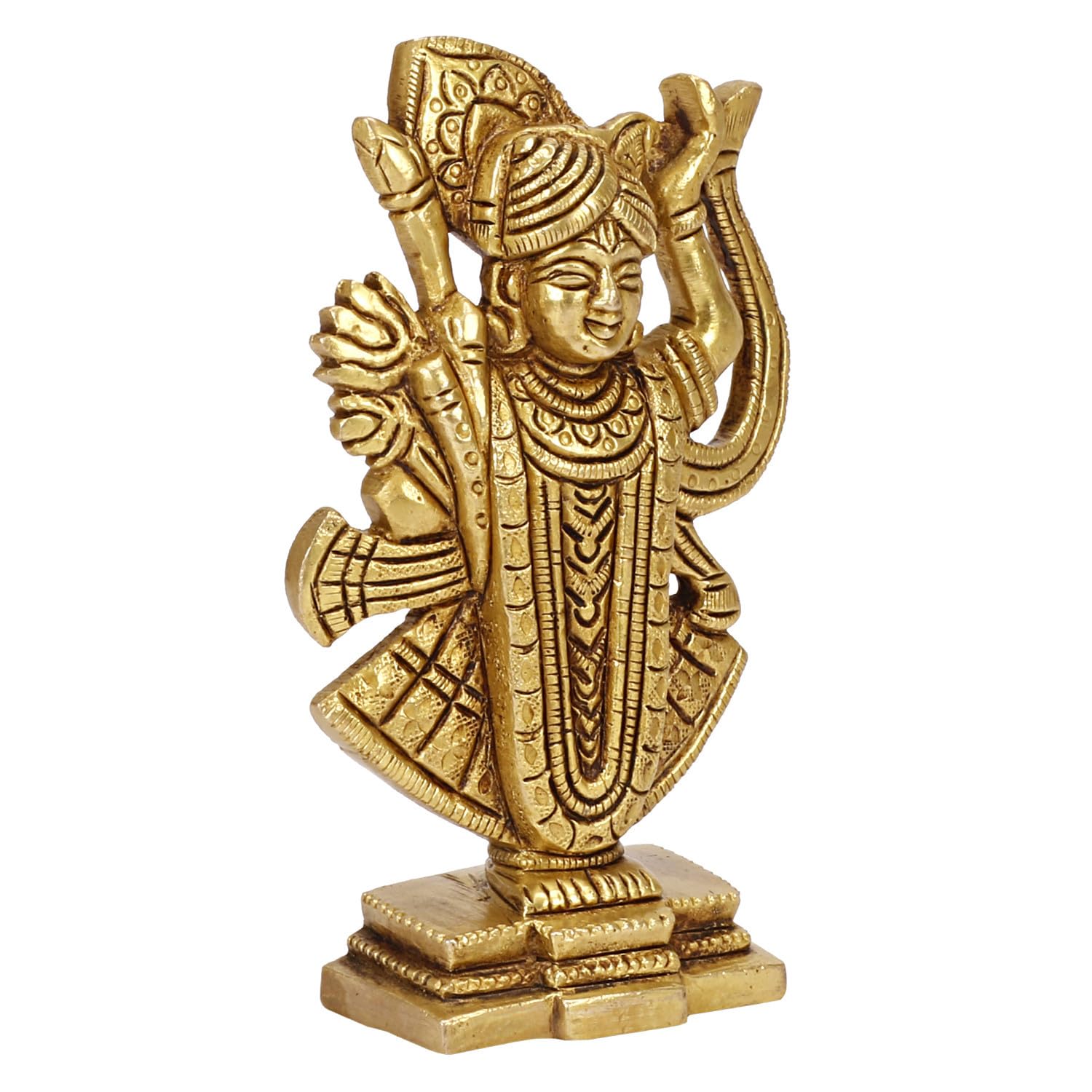 Superfine Brass Lord Shrinath Ji Hindu Deity Idol, Decorative Showpiece - 14 Cm