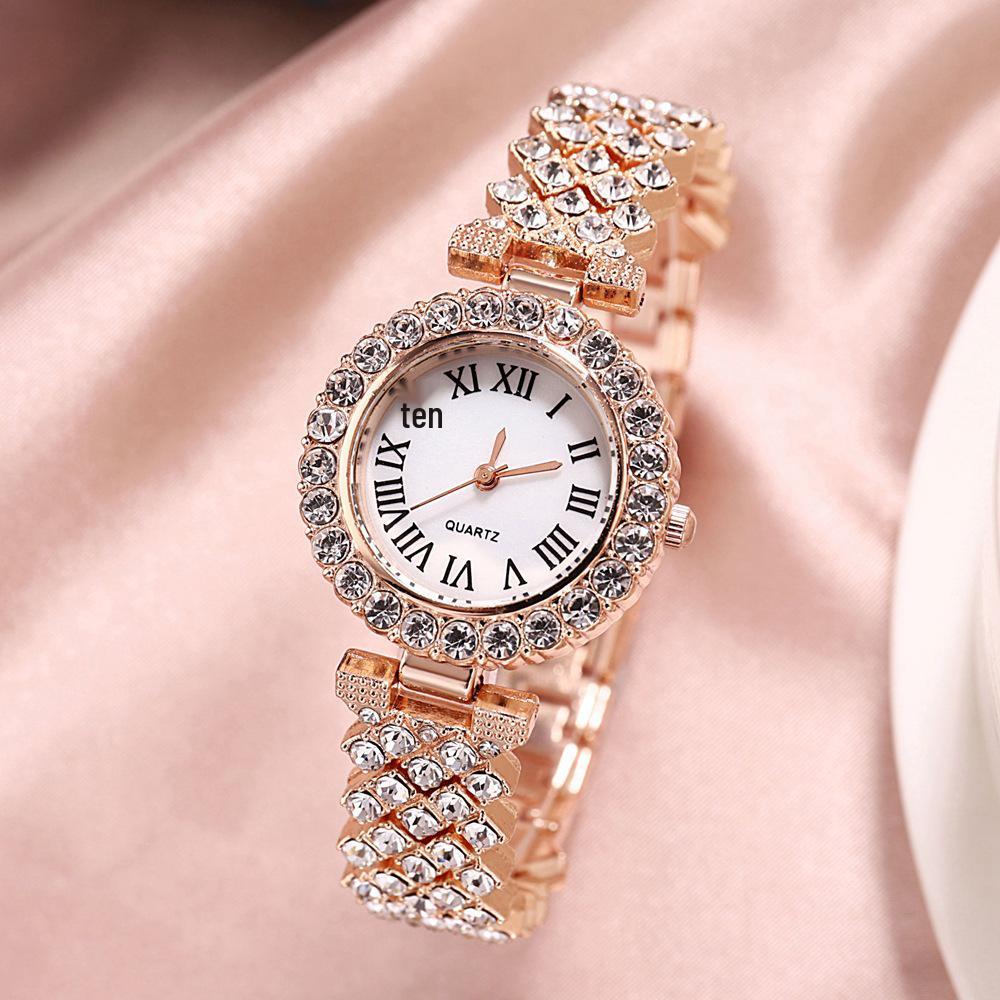 Women's Rhinestone Dial Quartz Watch & Starry Bracelet Gift Set: Simple & Stylish