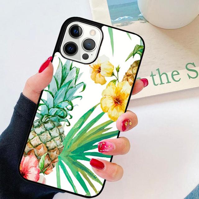 Watercolor Palm Leaves PINEAPPLE Phone Case Cover for iPhone 17 Air 16 15 14 13 11 12 Pro Max Plus Shell Coque