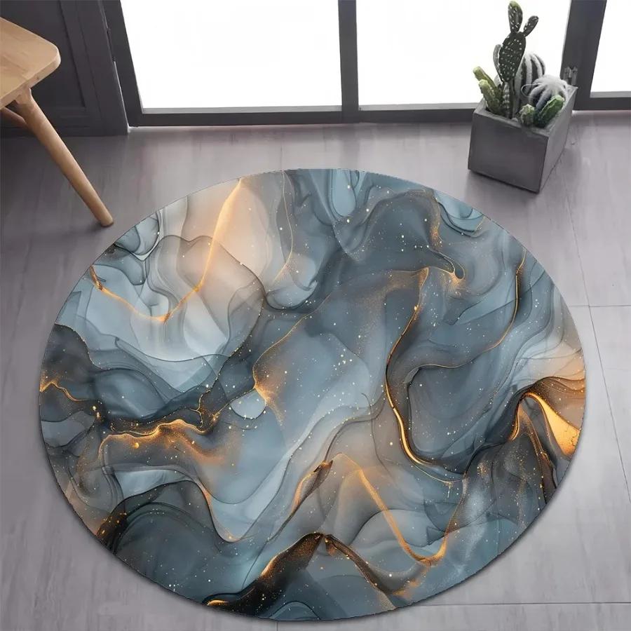 2026 Luxurious Marble Floor Mat Black and Gold Carpet for Bedroom Living Room Stylish Rug for Pet-Friendly Nature-Inspired Decor