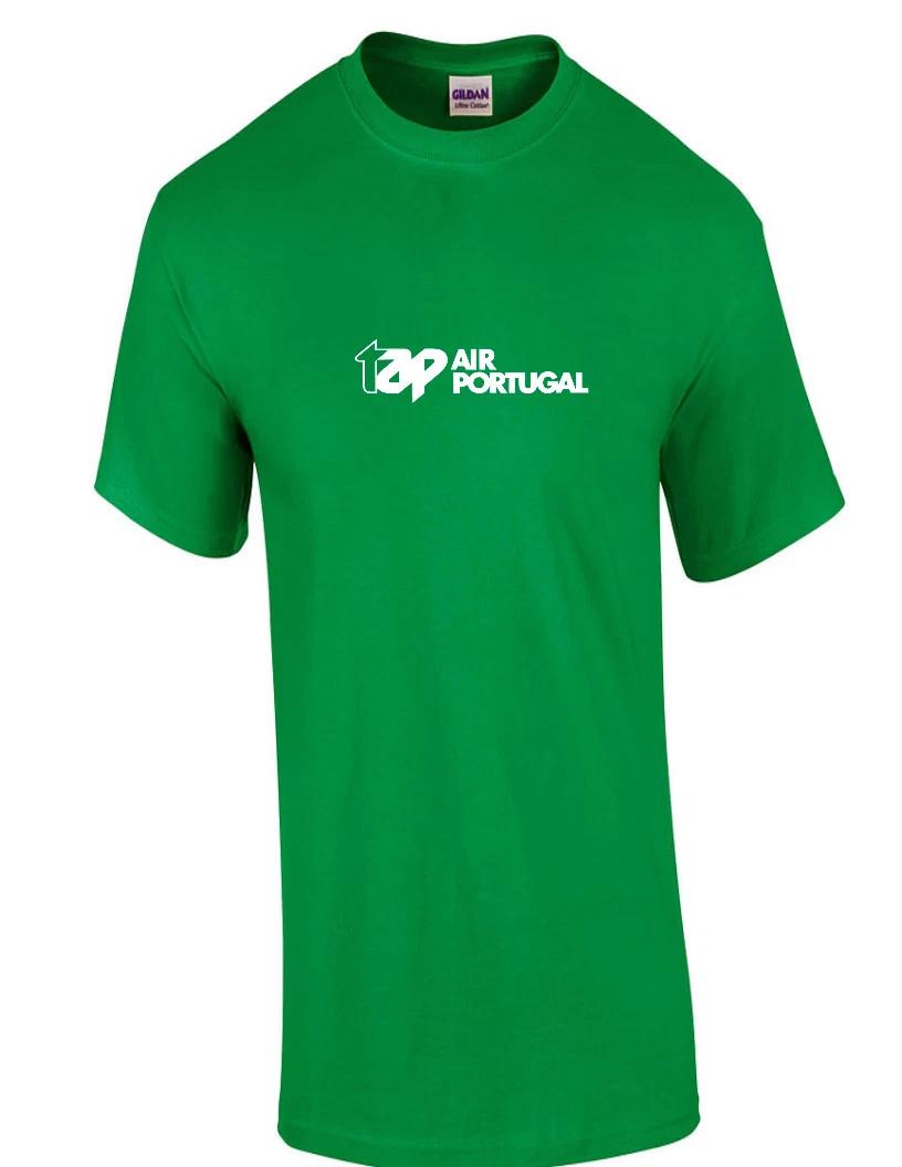 TAP Air Portugal Vintage White Logo Portuguese Airline Green Cotton T-Shirt M