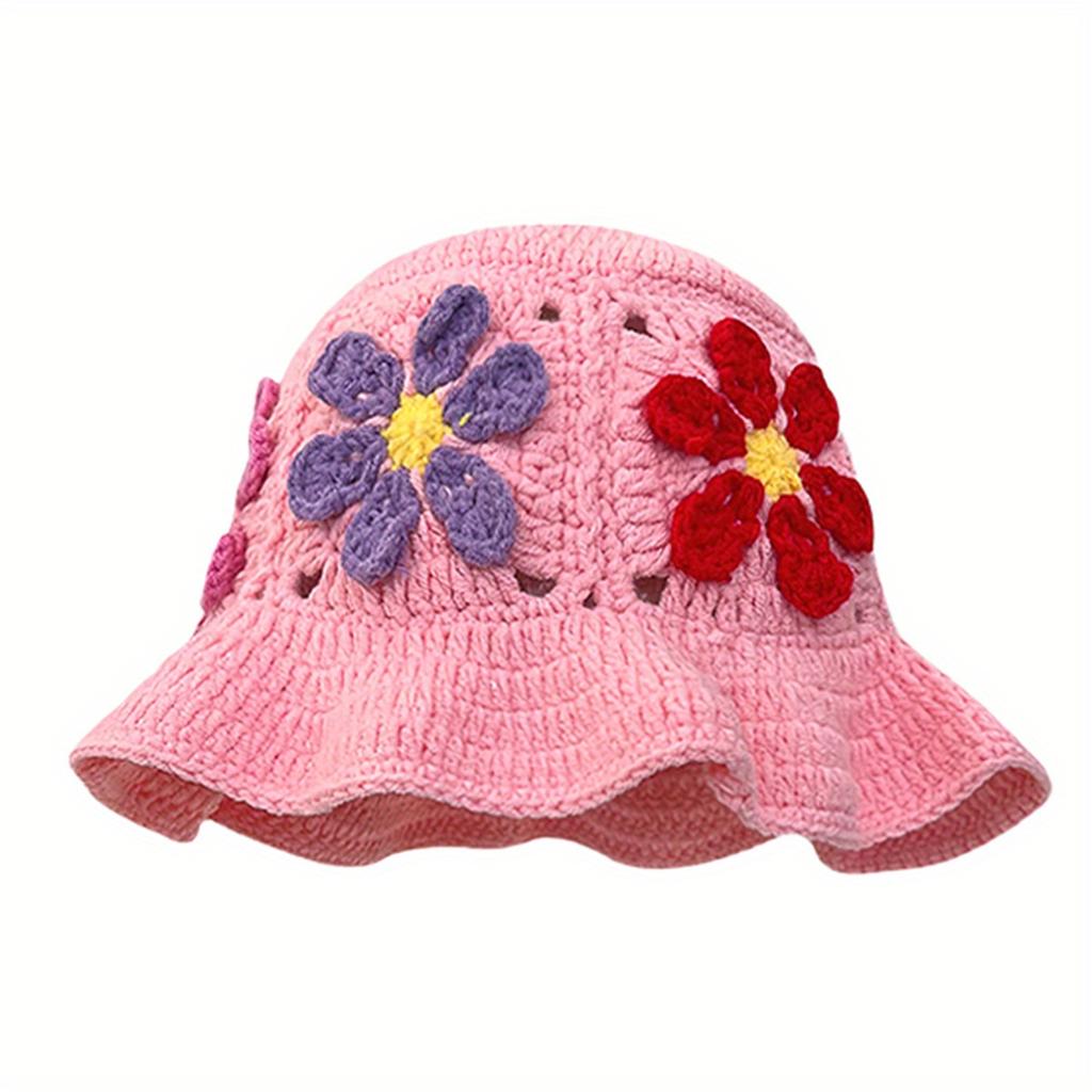 New Crochet Hat 2024 Fashion Colorful Woolen Hat Women's Autumn and Winter Cute Handmade Plush Hat Knitted Fisherman Bucket Hats