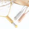 Collier pendentif barre 3D avec nom personnalisable et tige rétractable Or Rose Zircon Laiton Chaîne Boîte Cadeau de Fiançailles Mariage pour Maman
