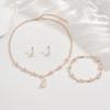 Elegant Minimalist Floral Pendant Necklace Set Women Lightweight Alloy Jewelry With Rose Gold White Finish