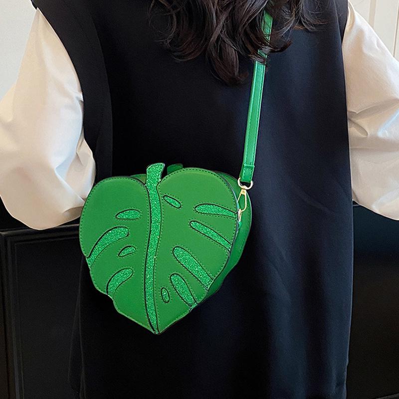 Leaf Shape Crossbody Bag Creative Brand Fashion Design Women Multiple Colors Elegant Mini Handbag Messenger Bag AVE