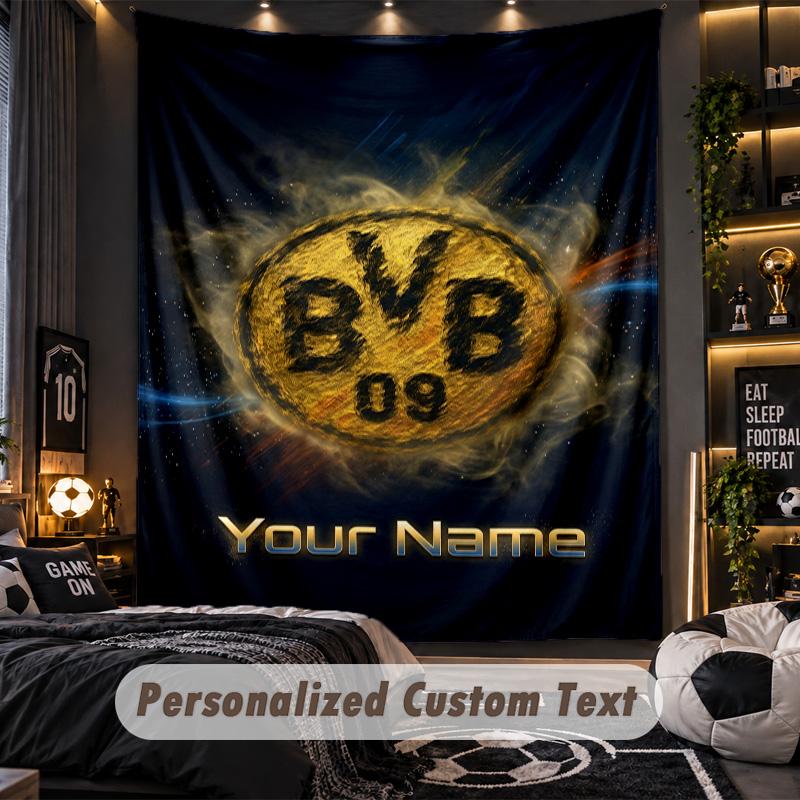 ArazzoBorussia Dortmund Nome Personalizzato Testo Appeso a Parete Personalizzato Arazzo Decorazione Parete Casa