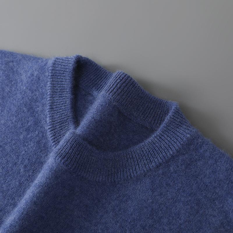 Herrtröja i enfärgad ullstickad casual