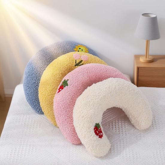 U-Shaped Pet Pillow Cat Neck Support Pillow Soft Fluffy Cat Calming Pillow with Cute Patterns Half Donut Cuddle Pillow for Cats And Small Dogs